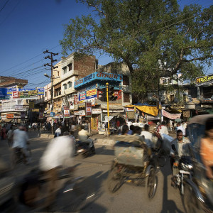 India Varanasi street traffic